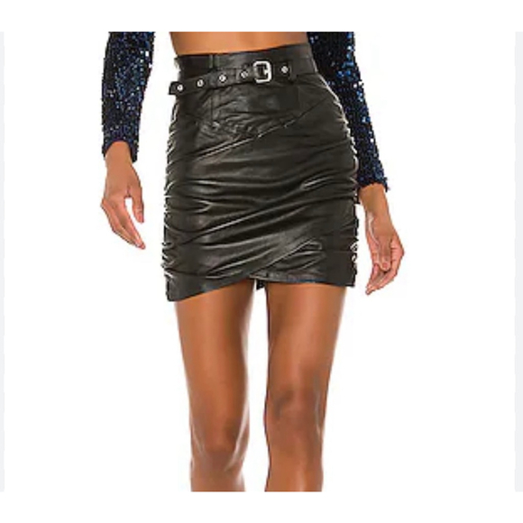 Camila Coelho X Revolve Cami Black Leather Mini Skirt